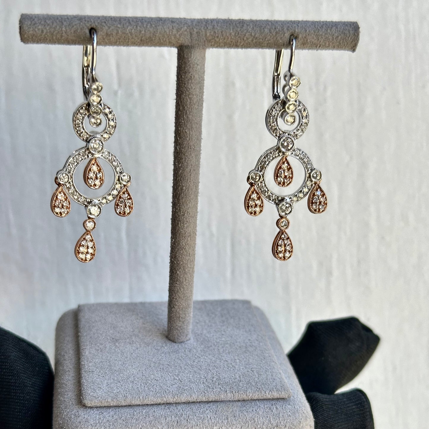 Two-Tone 14KT White & Rose Gold Diamond Chandelier Earrings - Perfect for Bridal & Black-Tie Events