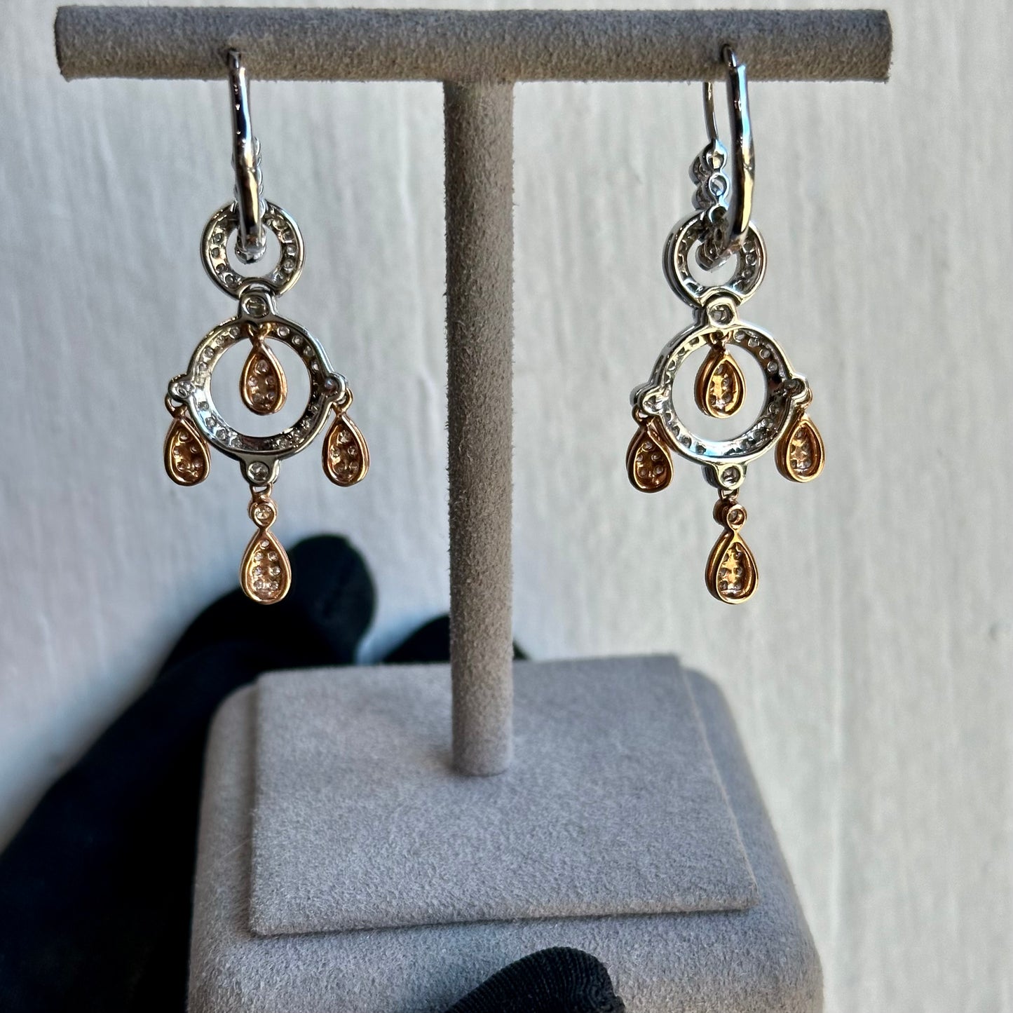 Two-Tone 14KT White & Rose Gold Diamond Chandelier Earrings - Perfect for Bridal & Black-Tie Events