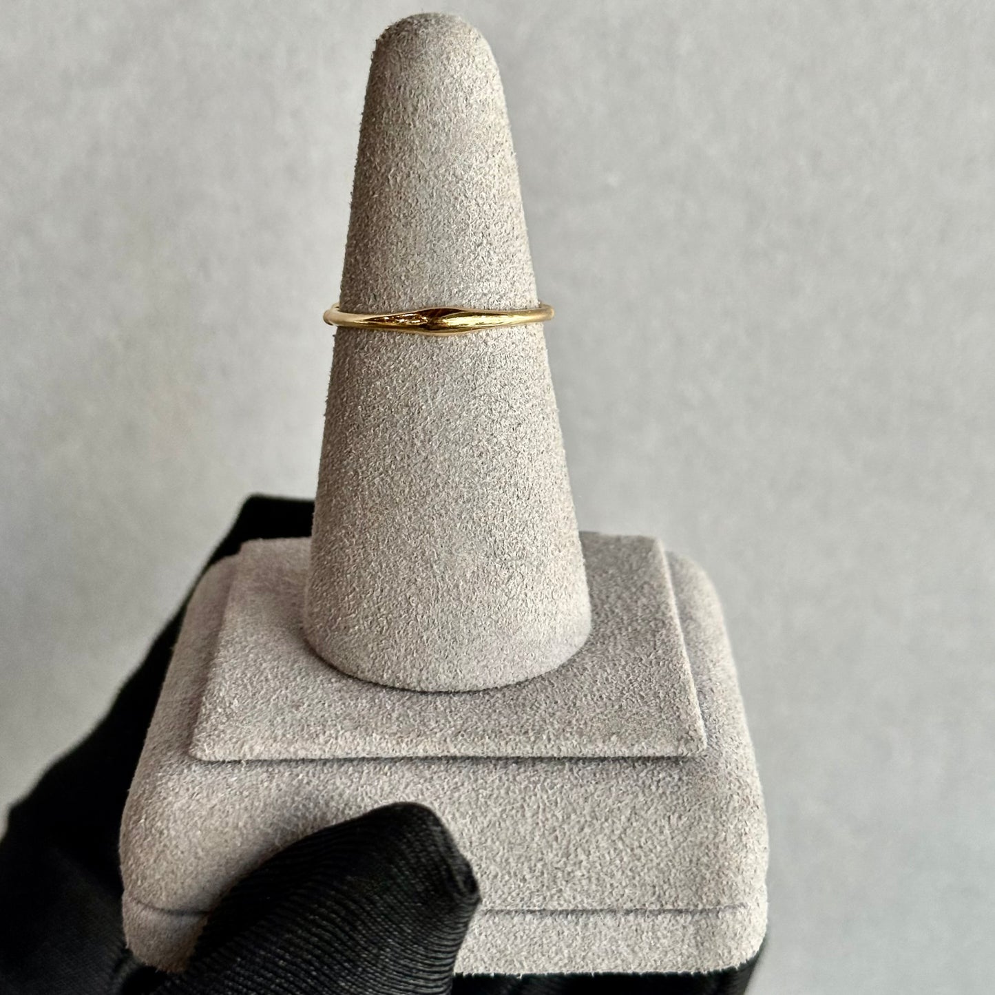 18kt Yellow Gold Beaded Diamond Band with Bezel-Inspired Settings