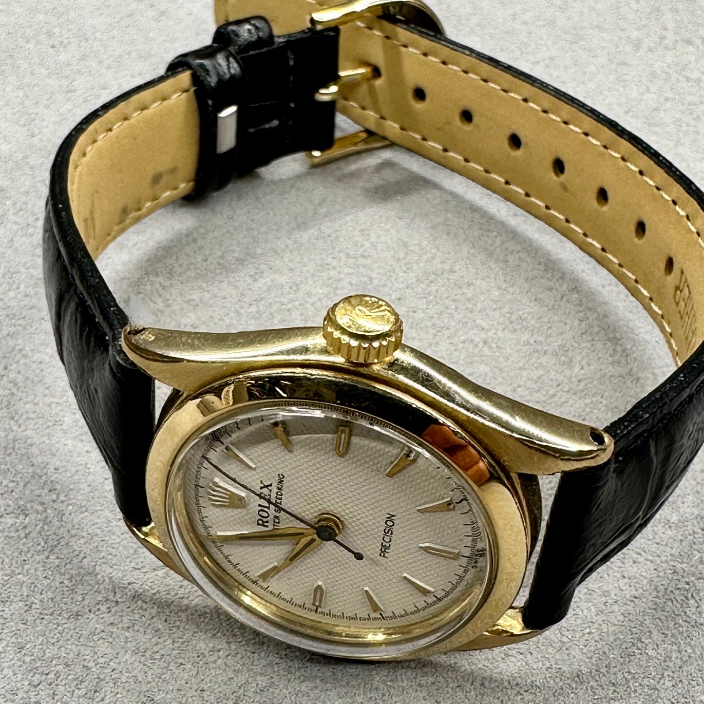 Rolex Stainless Steel Speed King with Rare Original Waffle Dial from 1954
