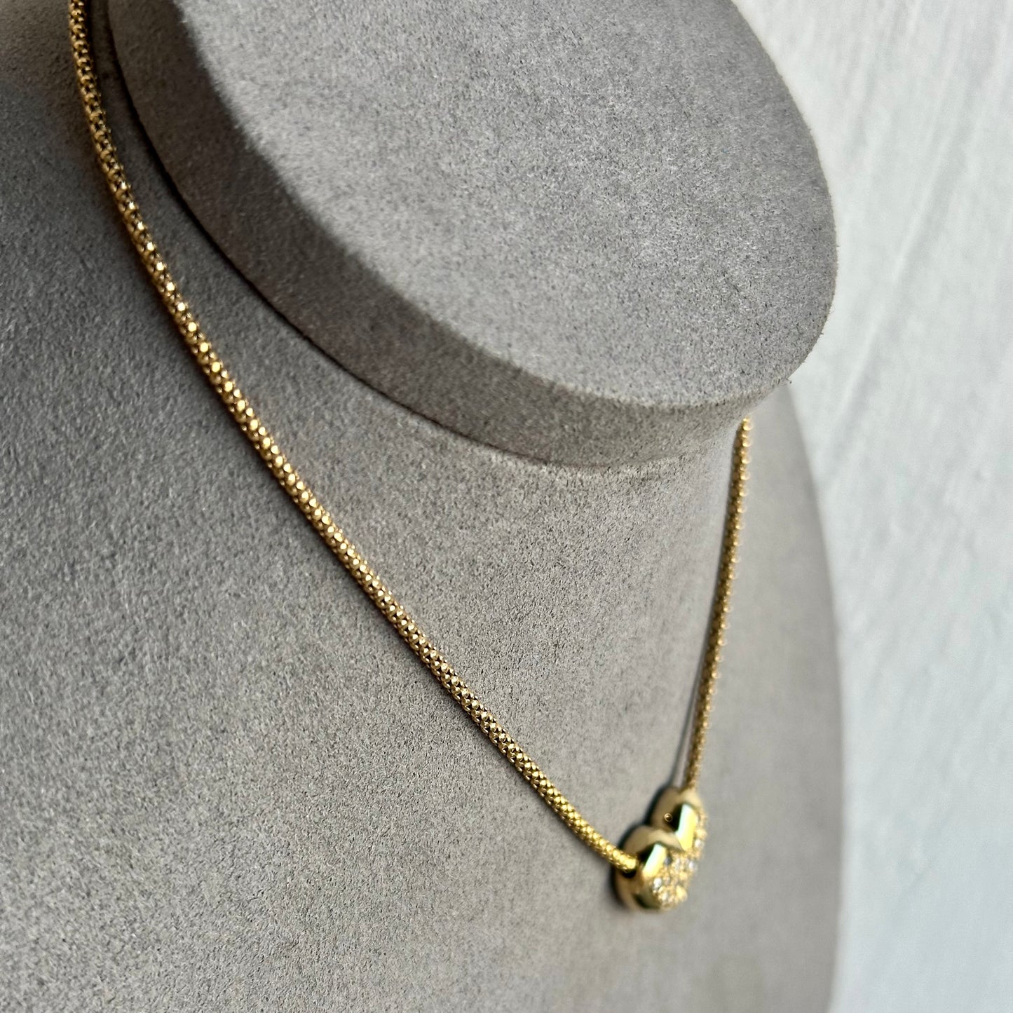 Vintage Heart Diamond Necklace | 16" Rounded Snake Chain | .50ctw Diamonds in 14k Yellow Gold