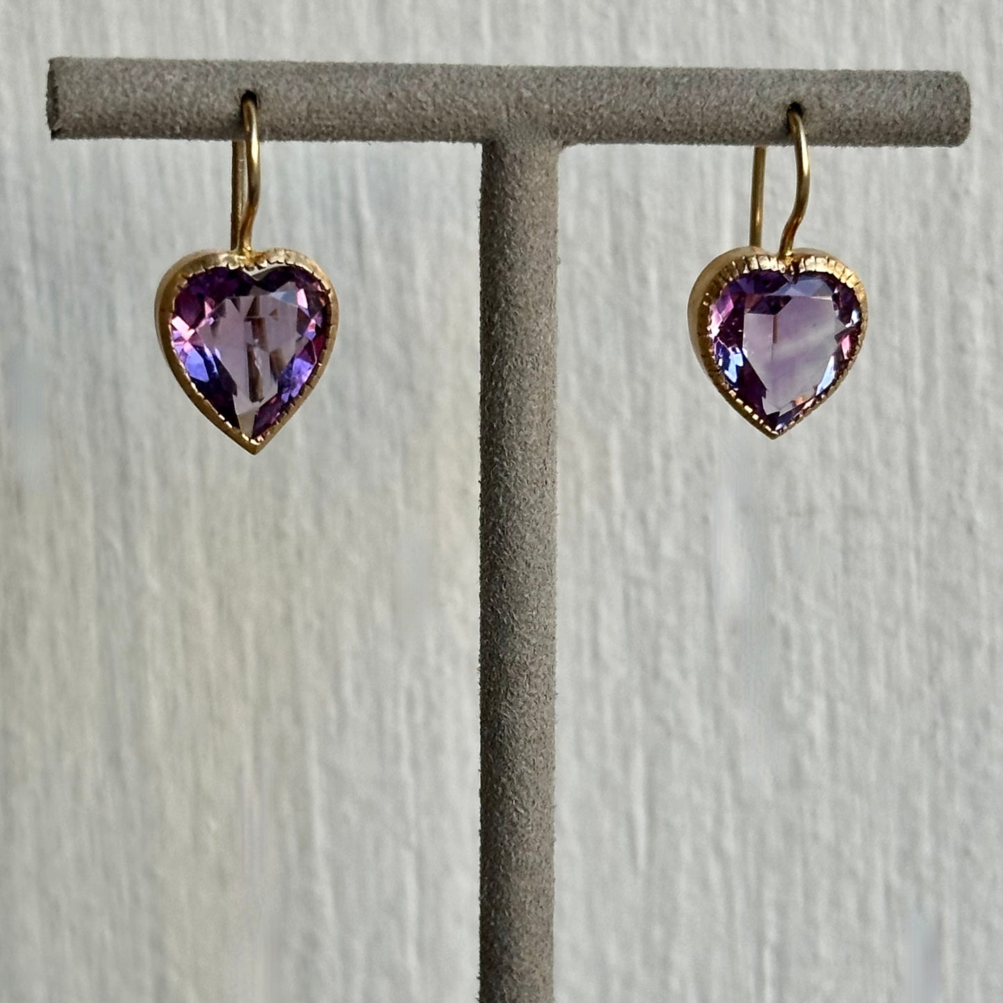 Handmade Heart-Shaped Purple Amethyst Earrings – February Birthstone & Perfect for Valentine’s Day