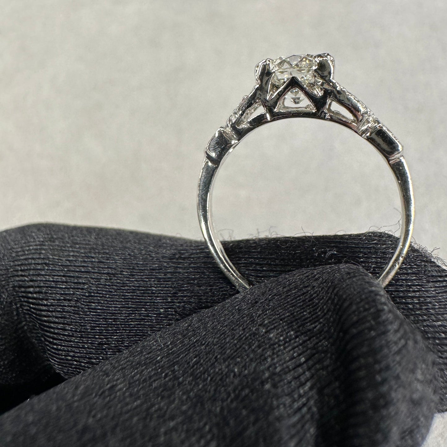 0.89ct Art Deco Platinum Engagement Ring