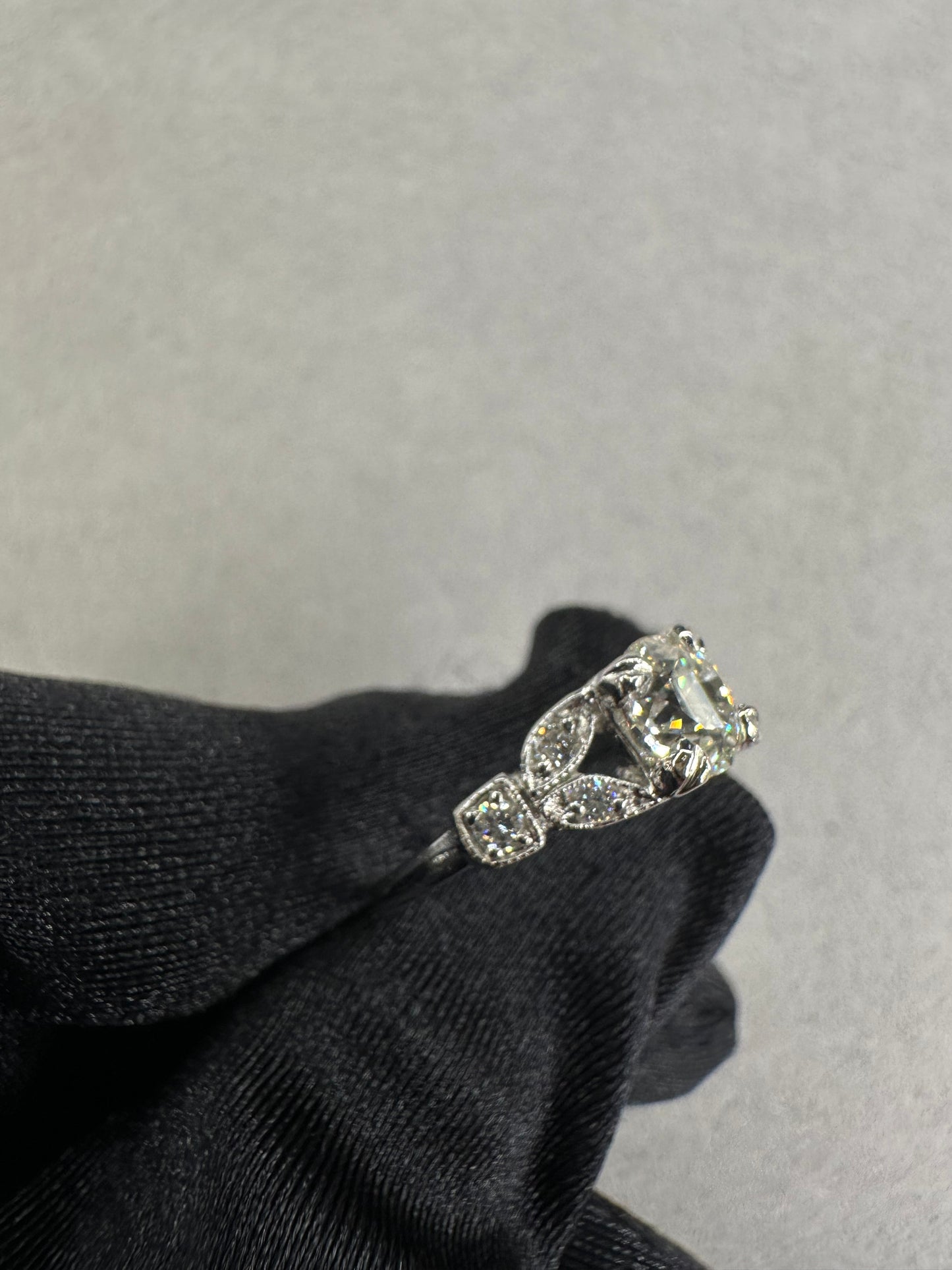0.89ct Art Deco Platinum Engagement Ring