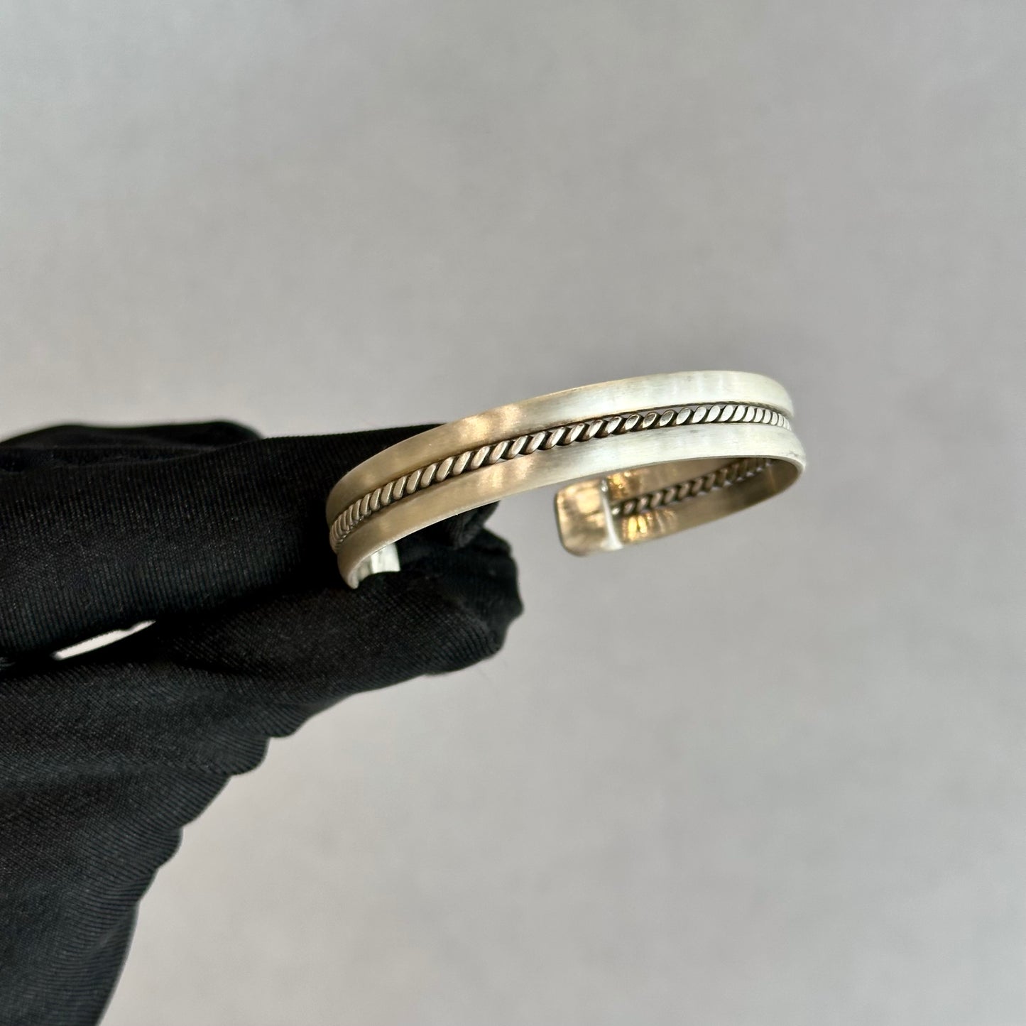 Vintage Silver Matte Finish Cuff with Braided Center Detail – Timeless & Elegant Jewelry