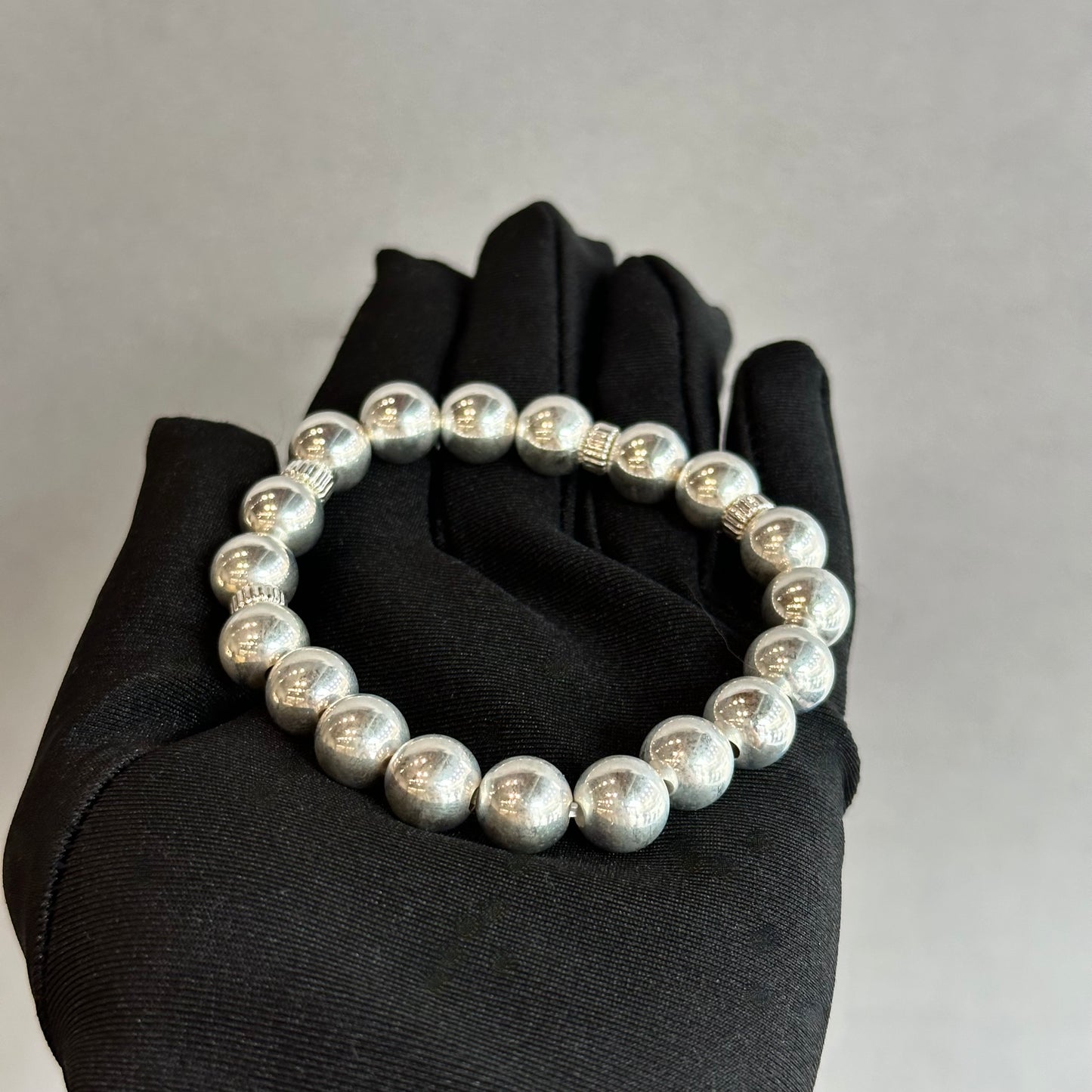 Vintage Silver Ball Bracelet – Stretch Bracelet Made to Fit Most, Timeless & Elegant Design