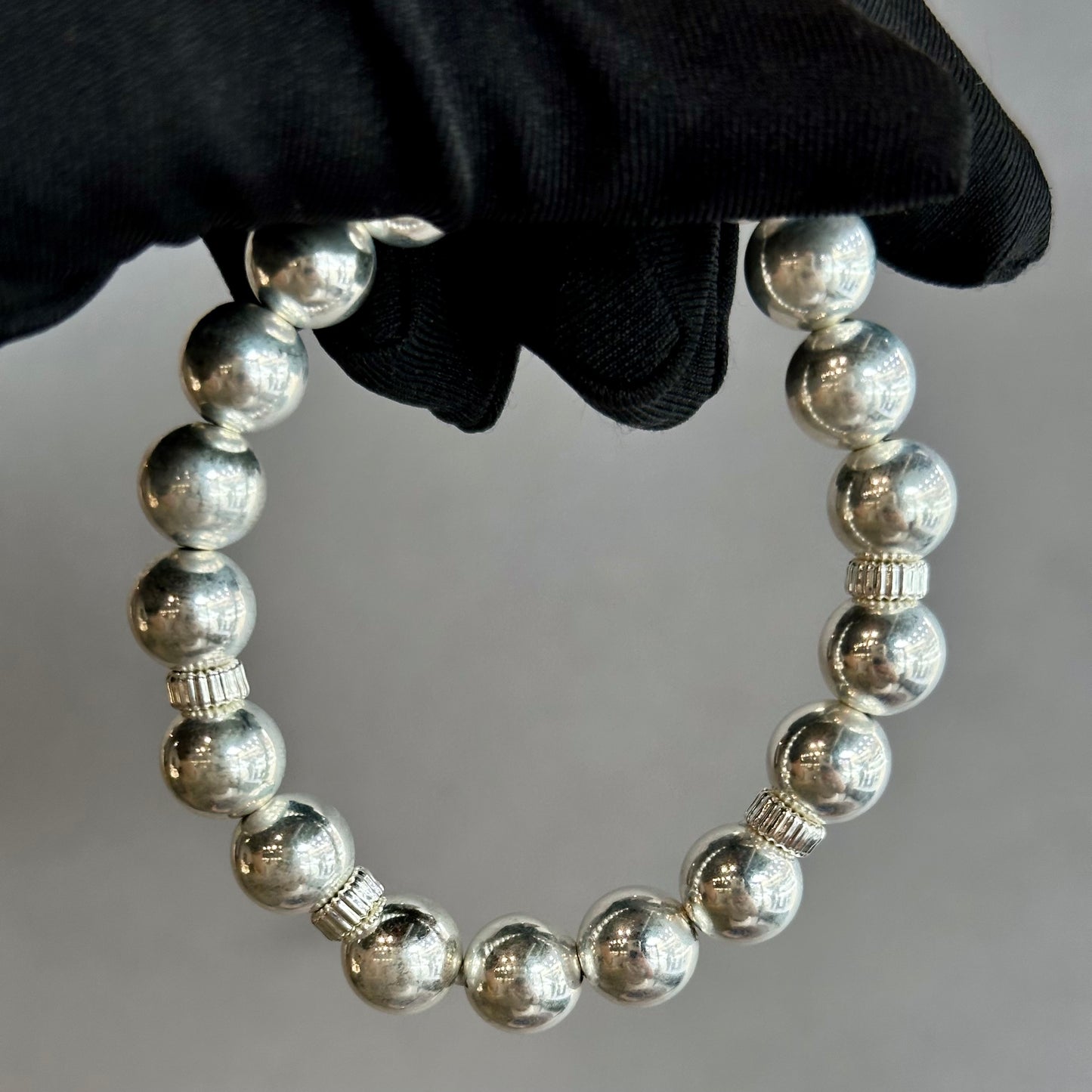 Vintage Silver Ball Bracelet – Stretch Bracelet Made to Fit Most, Timeless & Elegant Design