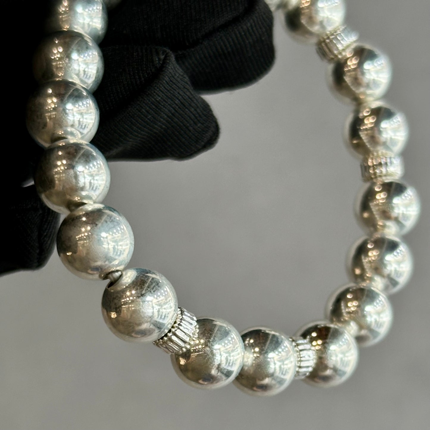 Vintage Silver Ball Bracelet – Stretch Bracelet Made to Fit Most, Timeless & Elegant Design