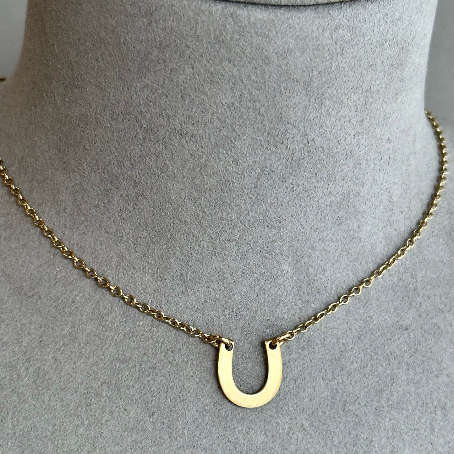 Gold Plated Horse Shoe Pendant Necklace - 16" Chain – Symbol of Good Luck & Elegance