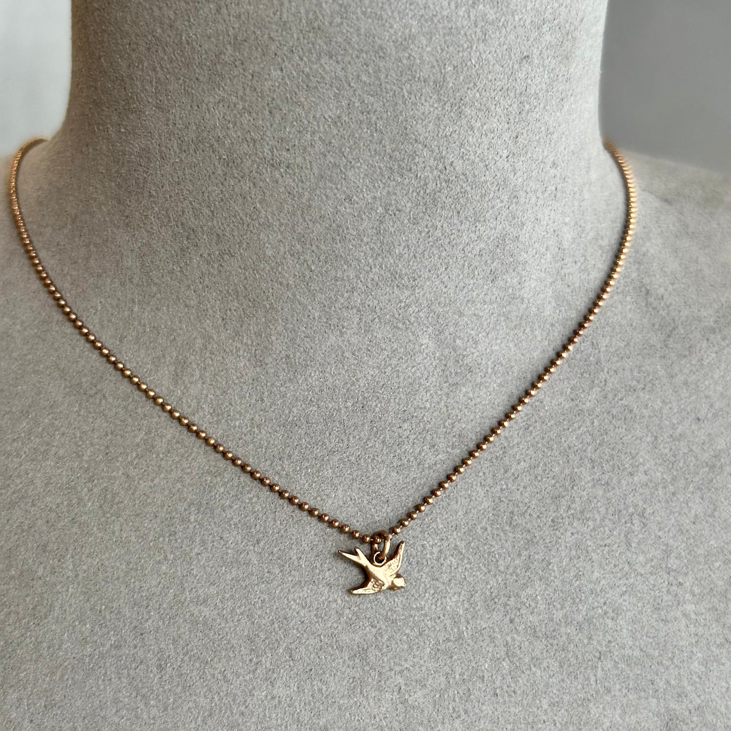 Silver Bead Chain with Rose Gold Dipped Free Flying Bird Pendant - Beautiful & Sweet Charm Necklace