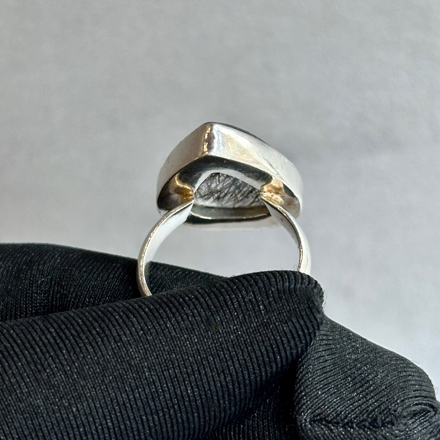 Vintage Rutilated Quartz Pear Cut Cocktail Ring – Bezel Set in Sterling Silver for a Unique Daily Statement