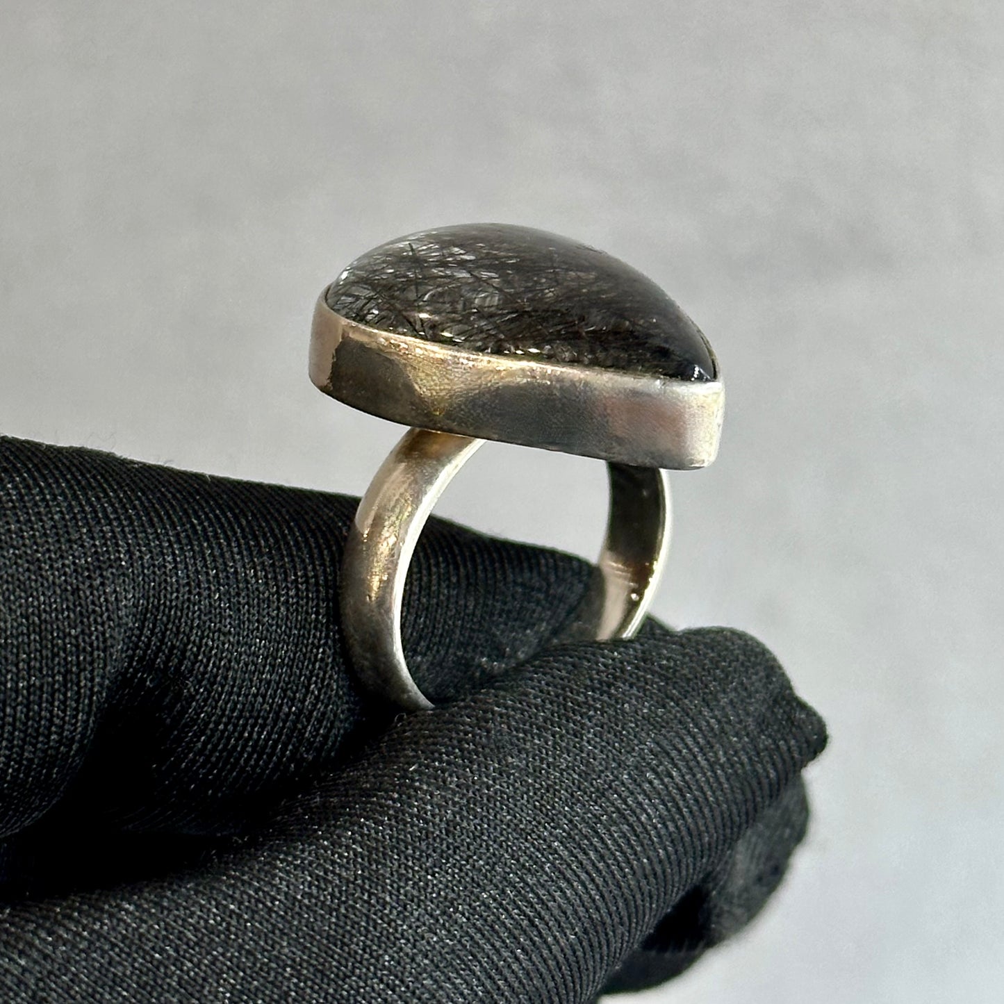 Vintage Rutilated Quartz Pear Cut Cocktail Ring – Bezel Set in Sterling Silver for a Unique Daily Statement