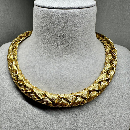 Vintage Tiffany & Co. 18KT Yellow Braided Gold Wheat Necklace