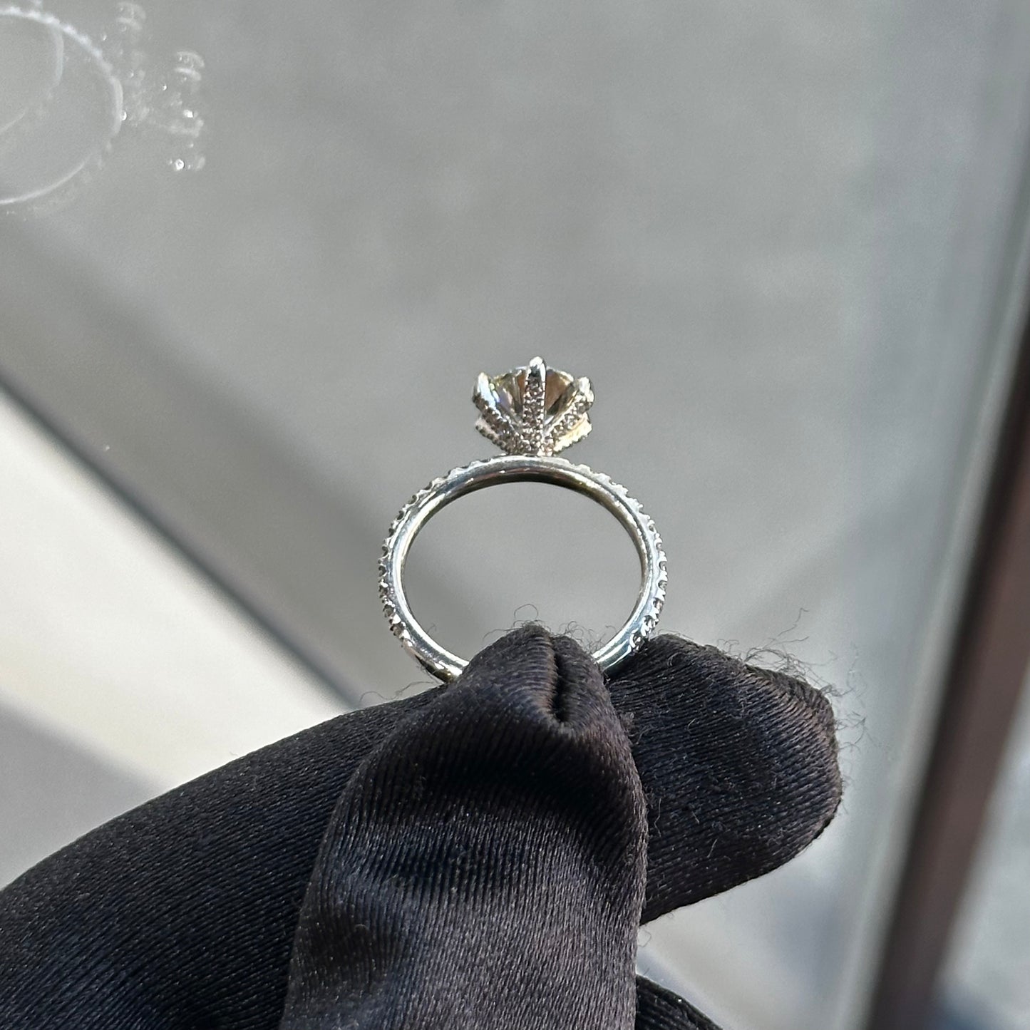 2.06ct Center Round Diamond 6 Prongs Pave Set Engagement Ring