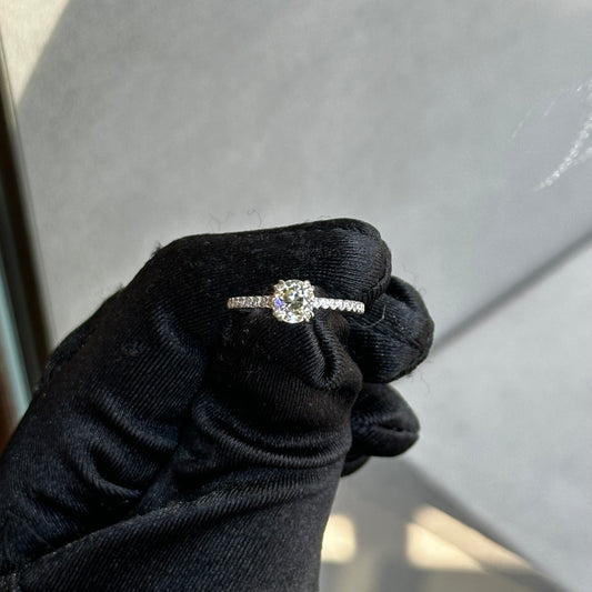 0.86ct Center Old European Cut Diamond Engagement Ring