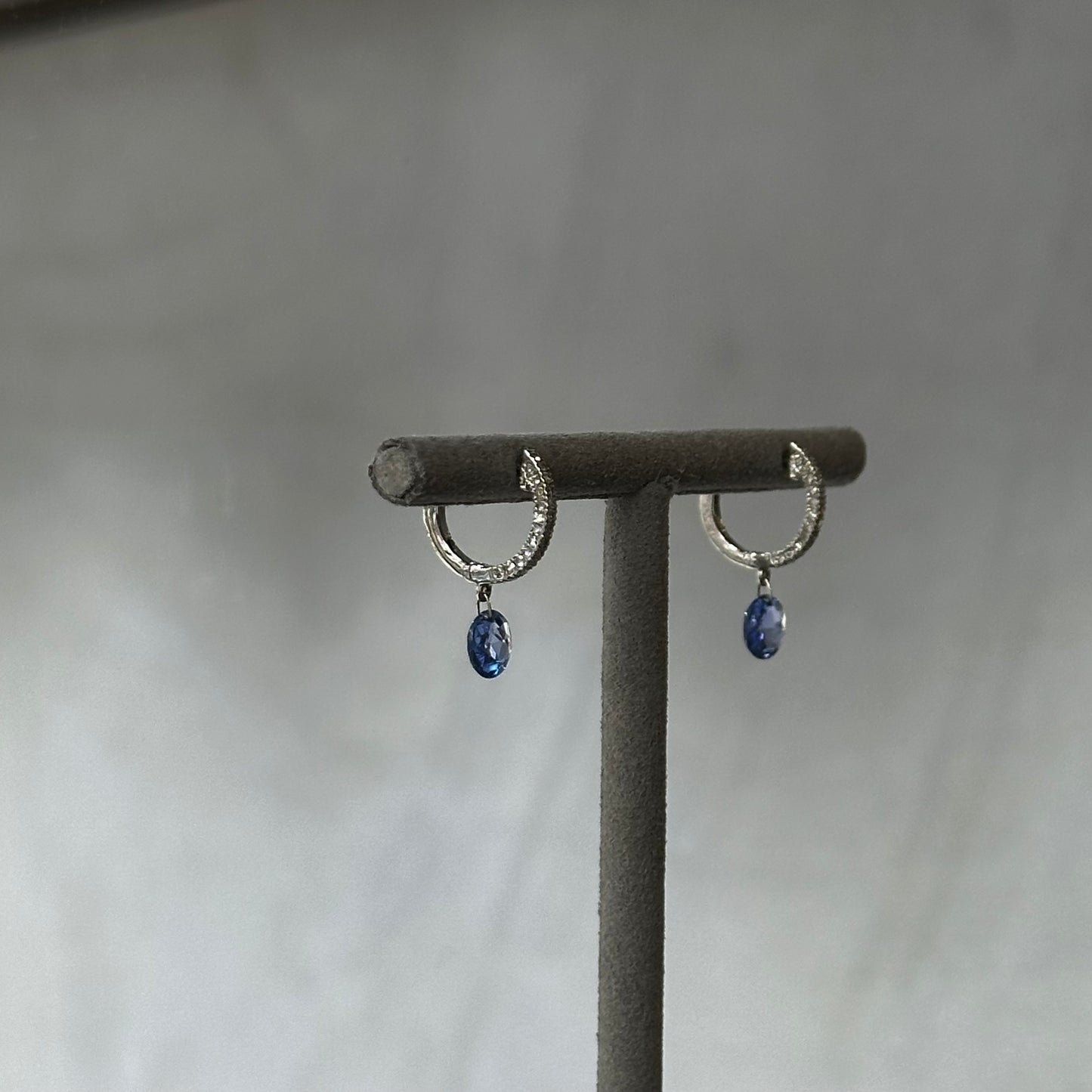 Tanzanite and Diamond Pave Set Drop Earrings