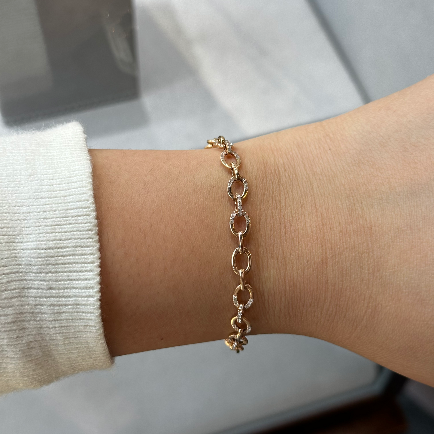 Rose Gold Micro Pave Diamond Link Bracelet