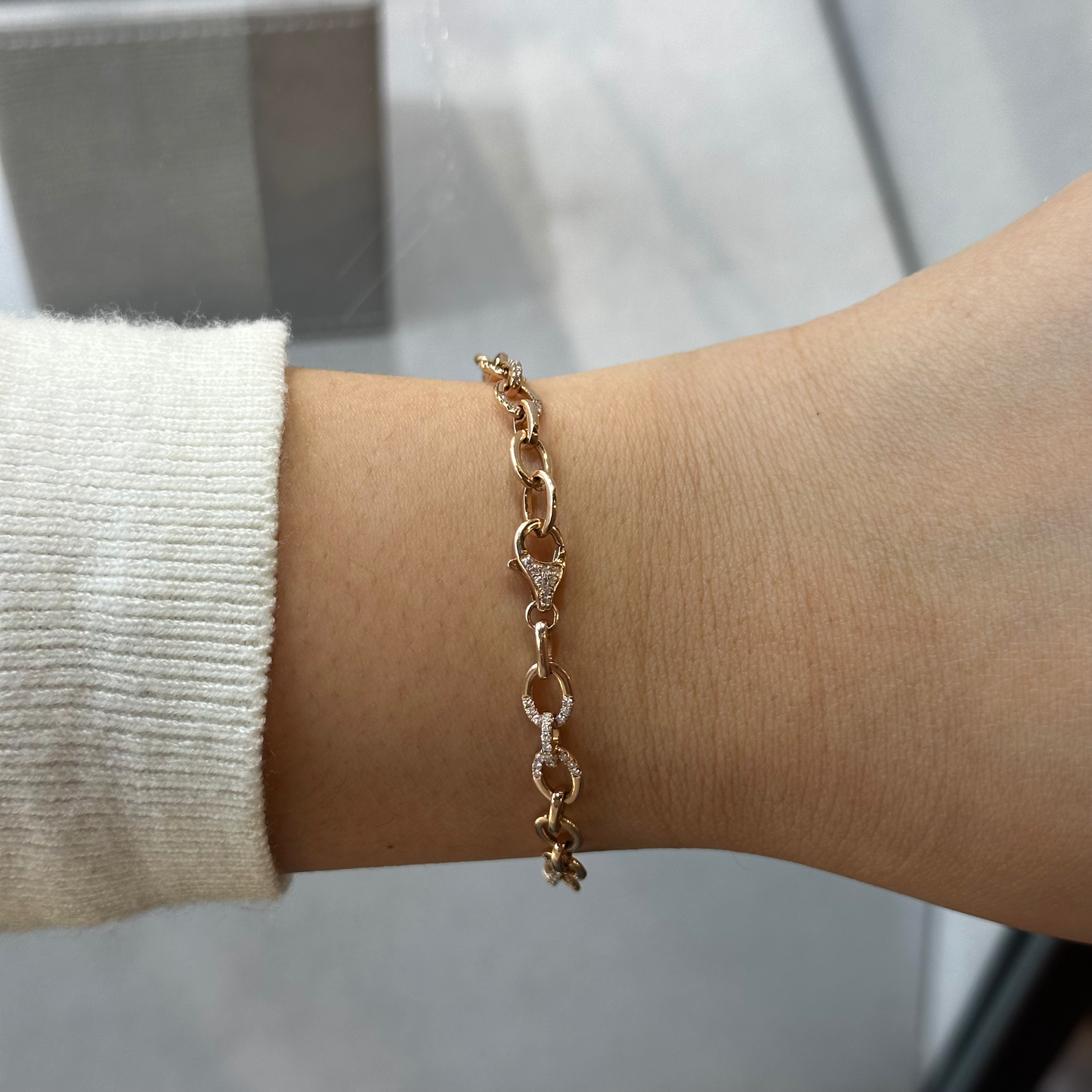 Rose Gold Micro Pave Diamond Link Bracelet