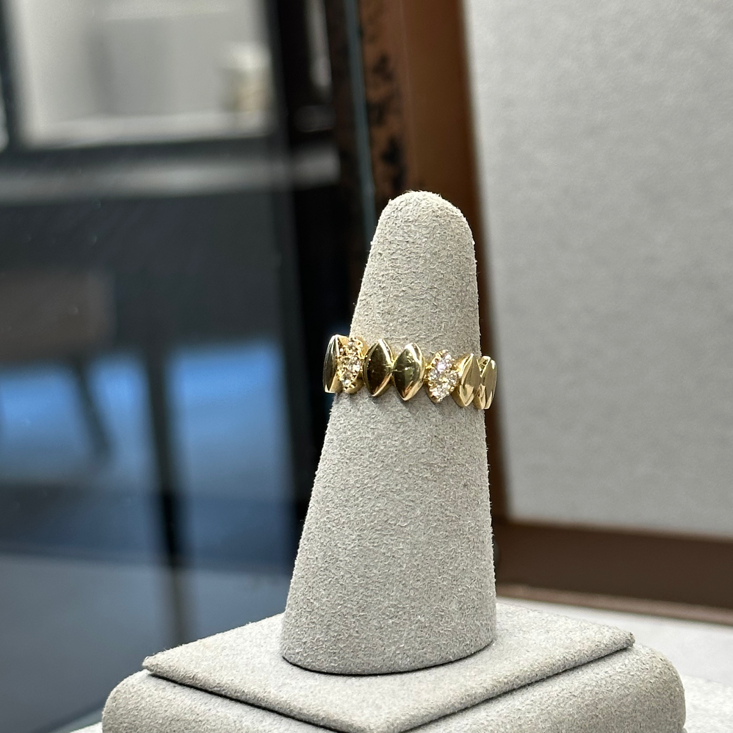 Yellow Gold Vertical Marquise Design Diamond Ring