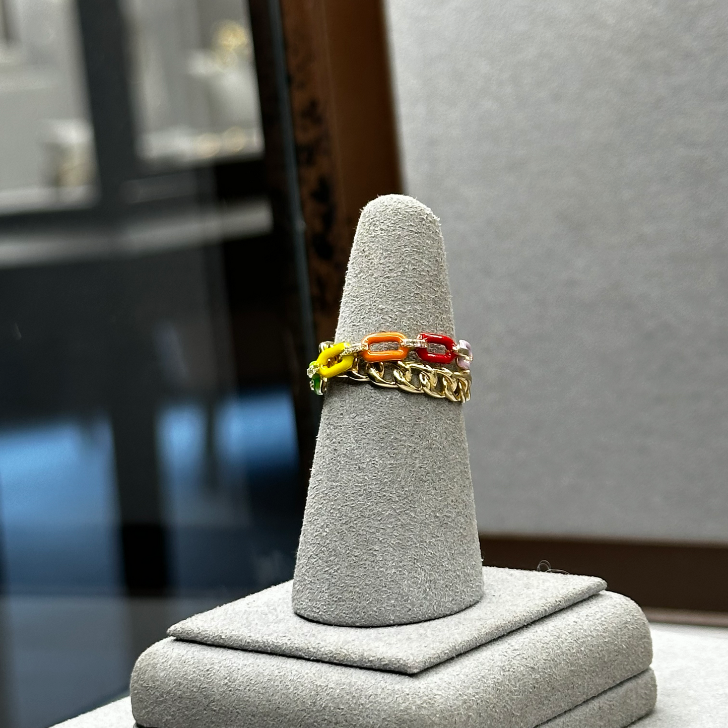 Multicolor Enamel Link Ring